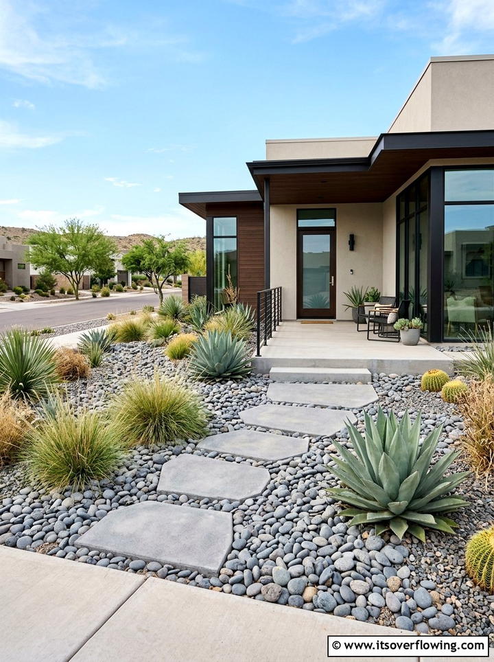 Xeriscape front yard - 25 front porch ideas with modern style