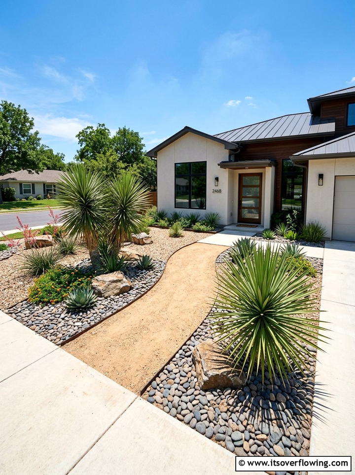 Xeriscape front yard - 25 cheap garden ideas with low maintenance plants