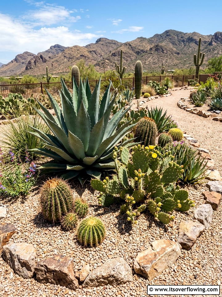 Xeriscaping with native cactus - 25 cheap garden ideas with native plants