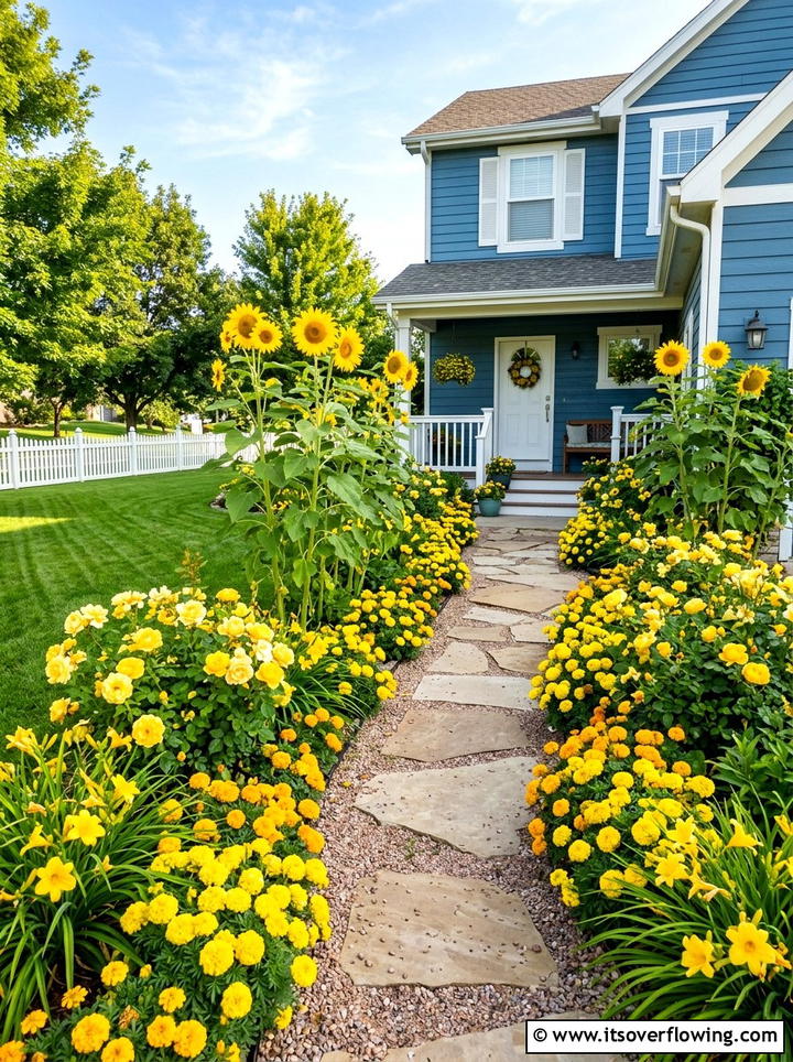 Yellow Flower Front Yard - 25 garden design ideas with monochrome plants