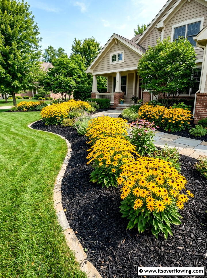 Yellow Flowers With Dark Mulch - 25 garden design ideas with bold contrast
