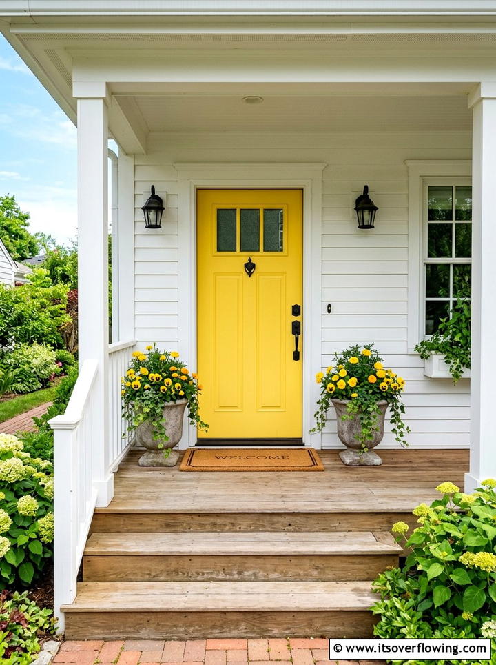 Yellow front door - 25 front porch ideas with pops of color