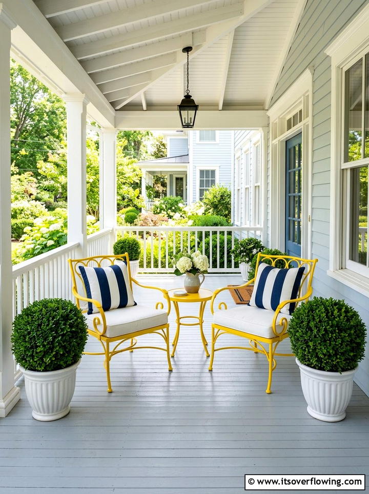 Yellow porch furniture - 25 front porch decor ideas with cushions