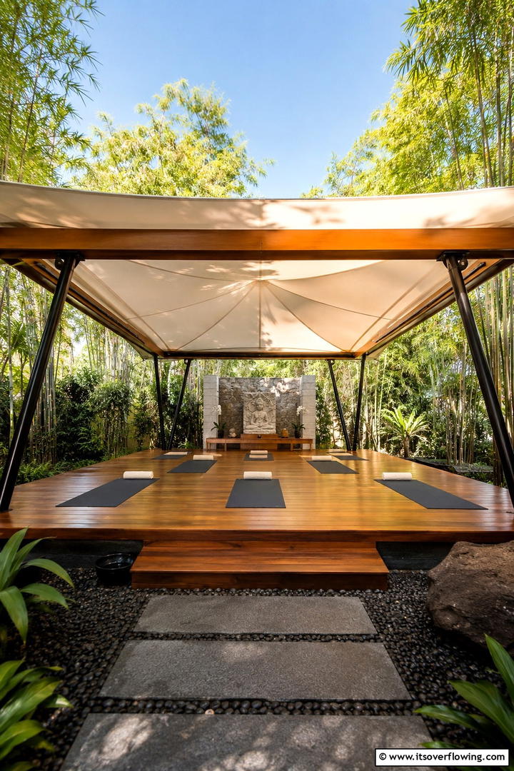 Yoga and Stretching Pavilion - 30 Outdoor Gym Ideas to Create a Fresh Air Fitness Zone