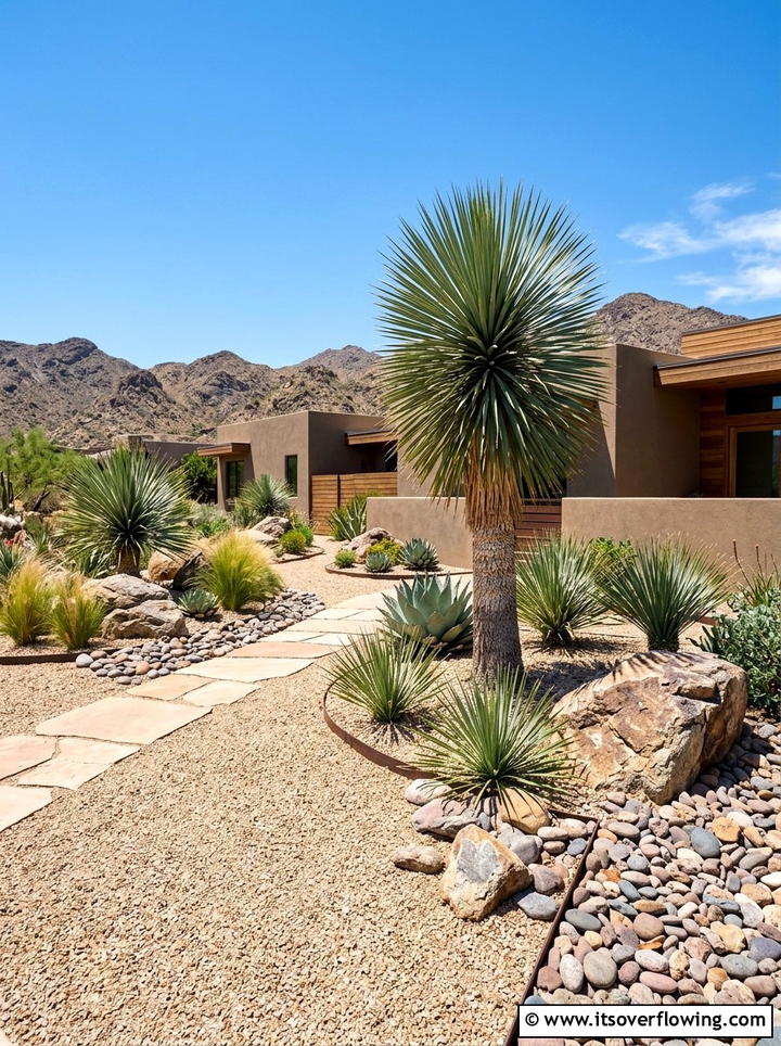 Yucca Xeriscape - 25 garden design ideas with low maintenance shrubs