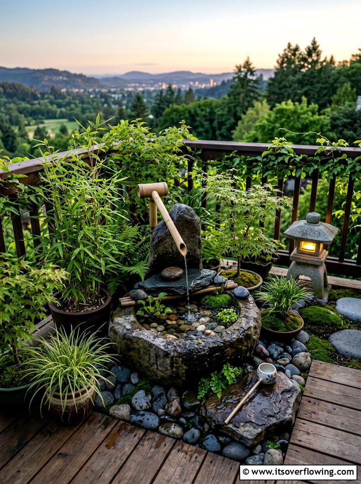 Zen Balcony Fountain - 25 garden ideas for balconies
