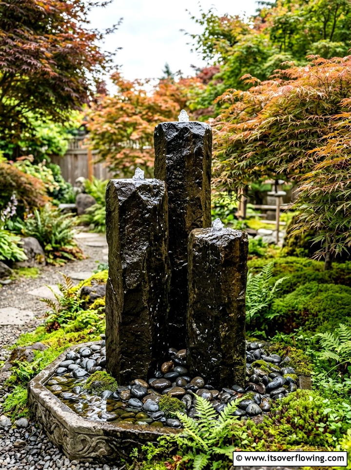 Zen Basalt Column - 25 backyard ideas with fountain