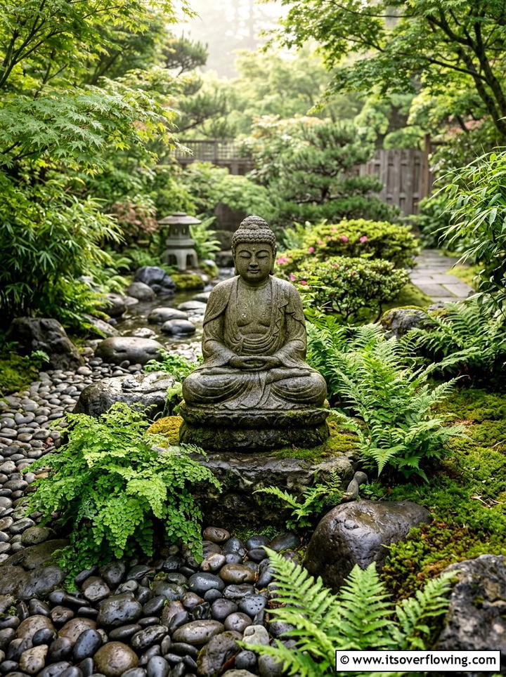 Zen Buddha Garden Statue - 25 backyard decorating ideas with statues
