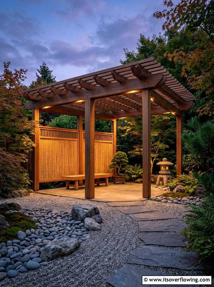 Zen Garden Pergola Soft Lighting - 25 backyard decorating ideas with pergola string lights