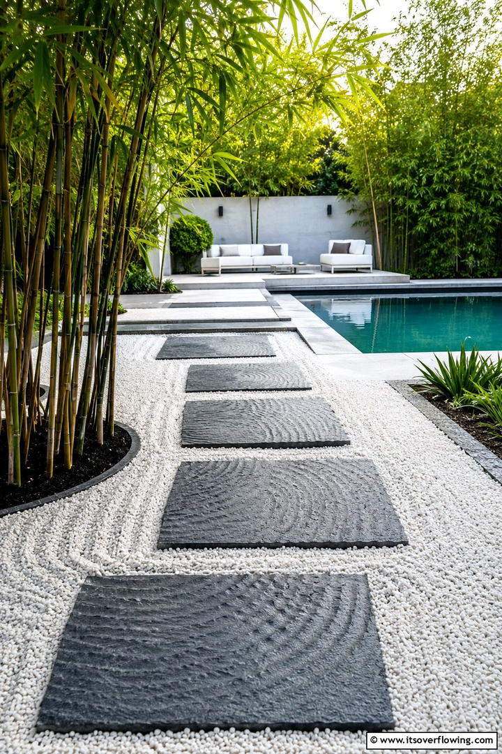 Zen Garden Serenity - 30 Pavers Around Pool Ideas for a Sleek and Safe Design