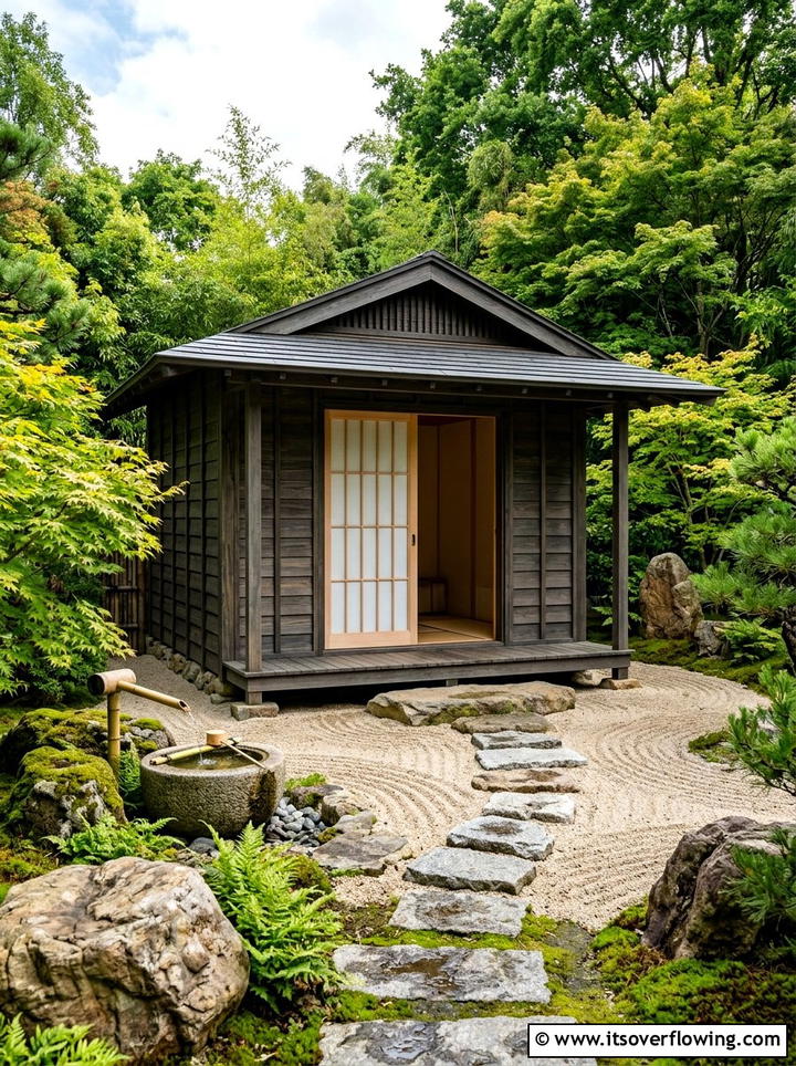 Zen Garden Shed - 25 backyard ideas with storage shed