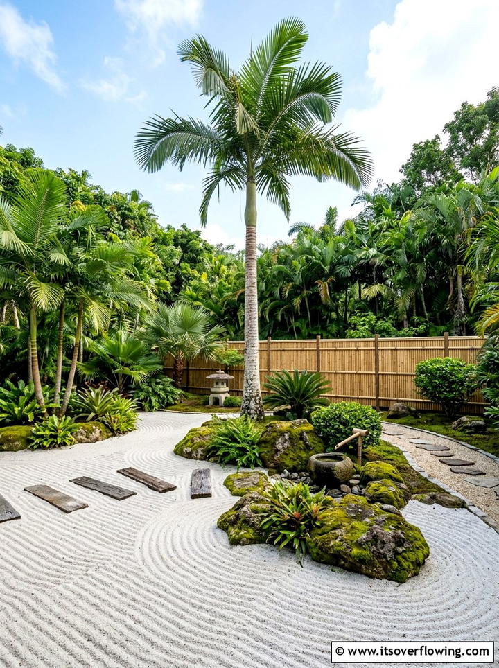 Zen Garden With Palms - 25 garden ideas for tropical style