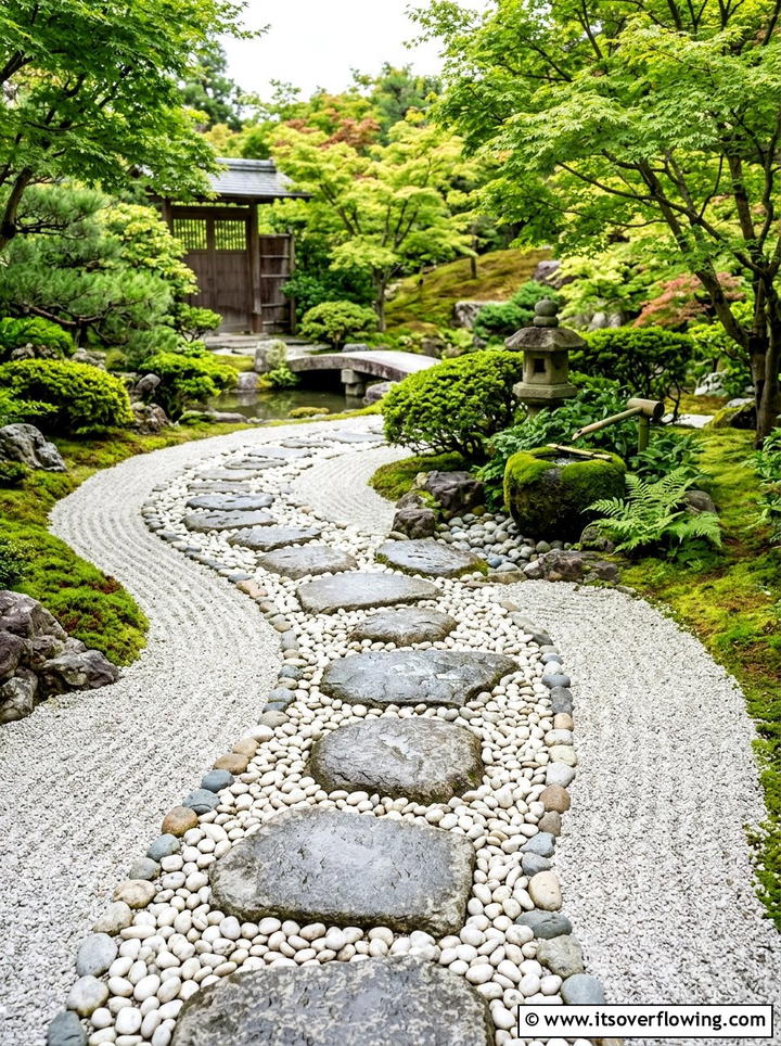Zen Pebble Path With Large Stones - 25 small garden ideas with stepping stones