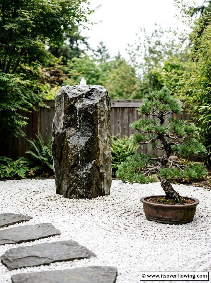 Zen Rock Fountain - 25 backyard decorating ideas with mini fountains