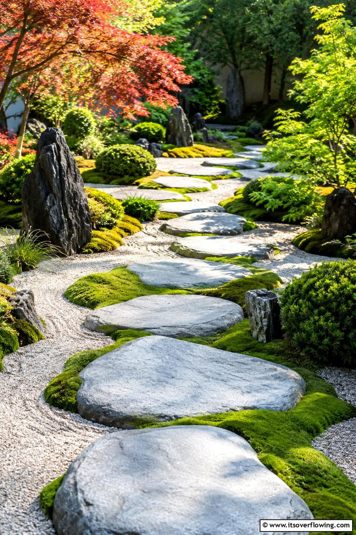 Zen Stone Pathway - 30 Stone Garden Ideas for Natural Outdoor Landscaping Designs