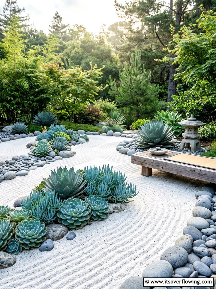 Zen Succulent Garden - 25 backyard ideas with succulents
