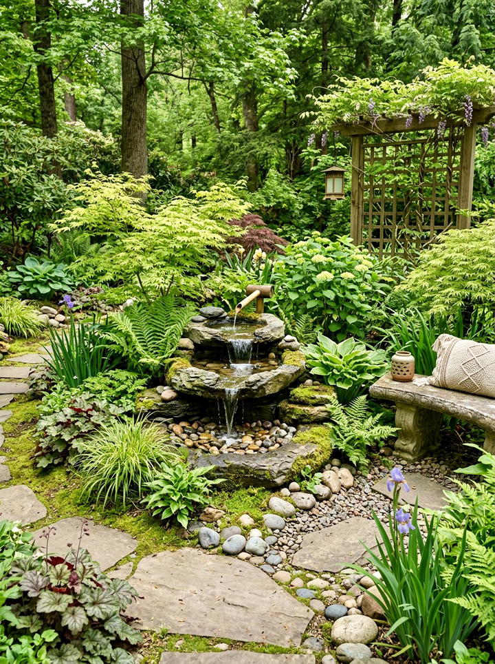 Zen Water Fountain - 25 backyard decorating ideas with boho accents