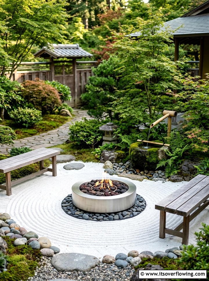 Zen garden fire pit - 25 garden ideas with fire pit