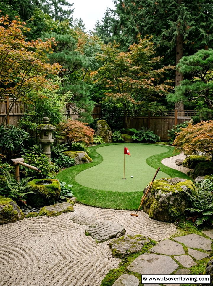 Zen garden putting green - 25 backyard ideas with putting green