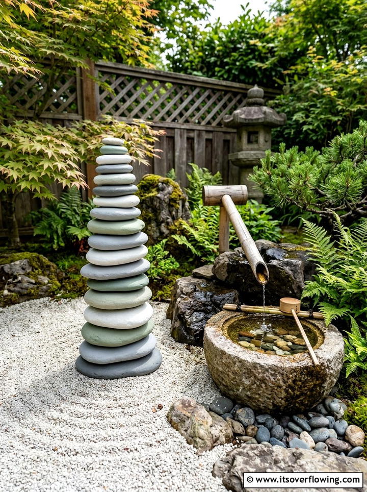 Zen rock stack - 25 garden decor ideas with painted rocks