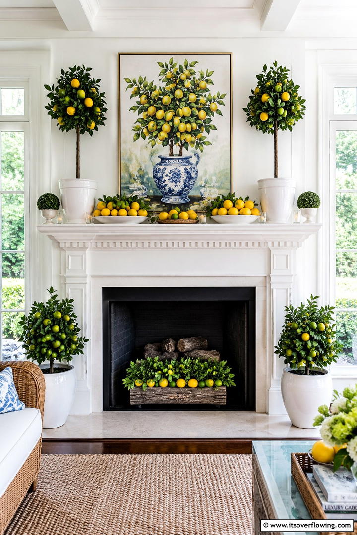 Zesty Citrus Display - 30 Spring Mantel Decor Ideas for Fresh Seasonal Style